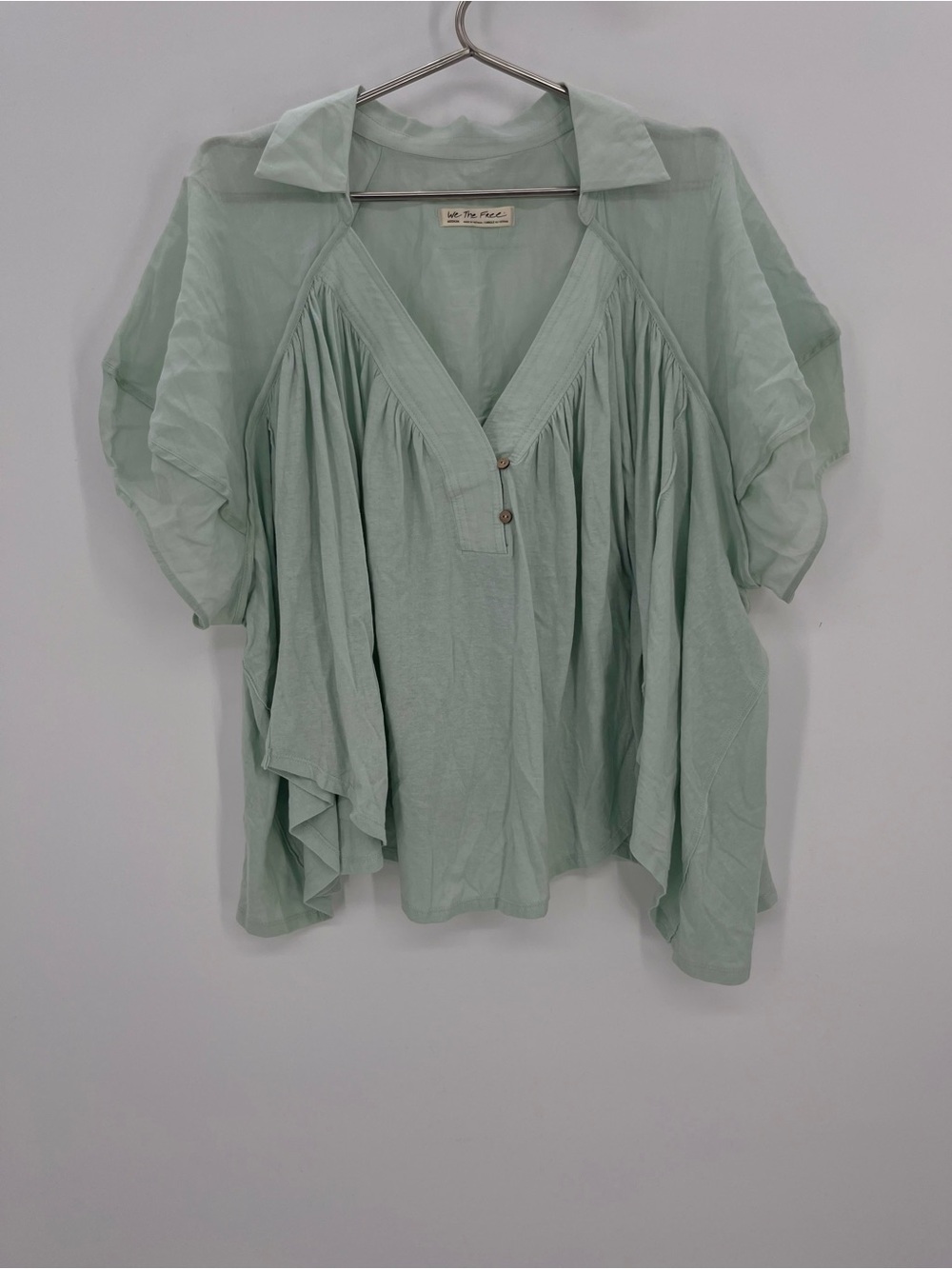 We The Free Mint Green Peasant Blouse